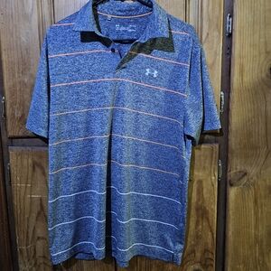 Under Armour Men's Heathered Polo with Orange Accents